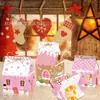KZ143 Comercio Exterior Muñeco de Nieve Navideño Hombre de Jengibre Copo de Nieve Rosa Casa 3D Set de Cuerda de Yute Caja de Dulces de Regalo