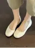 Zapatos Rojos de Tacón Bajo de Piel Suave para Mujer 2026 Verano Versátiles Estilo Nuevo Punta Redonda Poco Profundos Sin Cierre Zapatos Mary Jane con Suela Suave