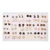 Venta Caliente Transfronteriza de 36 Pares de Juegos de Aretes Geométricos, Accesorios de Aretes de Flor y Animal de Plástico para Mujeres, Aretes Pequeños con Pedrería al por Mayor
