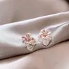 Aretes de Flor Rosa con Circonita y Perla para Mujer, Estilo Coreano Únicos y Hermosos, Aretes de Estilo Nicho, Plata de Ley 925
