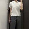 26 Estilos Nuevos de Ropa Femenina Japonesa Mezcla de Algodón y Modal Cuello Polo Tejido Bloque de Color/Suéter de Manga Corta 485224