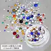 Decoração de unha com strass de cor em caixa transfronteiriça, pequena, redonda, plana, para unhas, DIY, cristal, vidro, tamanho misto, joias para unhas, atacado