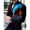 Estilo Comercio Exterior Primavera Camisa de Manga Larga Elástica en Cuatro Direcciones con Personalidad Estampado 3D Salpicadura de Tinta para Hombre Talla Grande Camisa Casual de Moda Tendencia