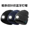 Novo Estilo Chapéu de Lã com Tiras Grossas de Tricô, Luz LED e Fone de Ouvido Bluetooth, Chapéu Infinito Musical para Ouvir Música e Fazer Chamadas