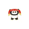 Broche de Feriado Nacional Desenho Animado Fofo Panda Insígnia Texto Patriótico Onze Celebração Insígnia Comemorativa Tendência Nacional Acessórios