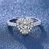 Anillo de Diamante de Alto Carbono en Forma de Corazón de Amor para Mujer Plata de Ley Plata S925 1 quilate Juego de Grupo Anillo de Diamante de Simulación Anillo de Boda