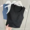 Top de Yoga Lulu Bling Estilo Igual Ajustado para Mulheres com Bojos Fixos, Absorvente de Choque, Respirável, Costas Nuas