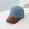 Boné de Baseball Infantil em Jeans Lavado Estilo Coreano Atacado Boné de Bebê com Dinossauro de Desenho Animado Chapéu de Sol Personalizado Primavera e Verão