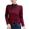 Camiseta Popular de Gola Alta Meia-Manga para Mulheres, Camiseta Básica, Top Slimming de Cor Sólida para Primavera e Outono 2025