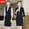 Novo traje formal estilo chinês para exames de arte, uniformes de comissário de bordo, ternos profissionais femininos, uniformes de trabalho estilo tradicional para recepção de hotel