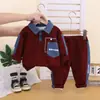 Traje de Primavera y Otoño para Niños 2026 Nuevo Estilo Bebé Camisa POLO Elegante Manga Larga Conjunto de Dos Piezas Infantil Niños Sudadera Casual de Moda