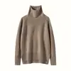 Suéter de Punto de Cachemira Otoño Invierno Nueva Llegada Manga Raglán Cuello Alto Jersey Suéter de Manga Larga para Mujer Adelgazante Versátil Moderno