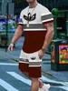 Venda Quente Verão Novo Comércio Exterior Transfronteiriço Europeu e Americano Engraçado Moderno Criativo Camisetas de Manga Curta e Shorts para Homens Venda Direta de Fábrica