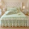 Falda de Cama Princesa de Invierno Pieza Única Coral Leche Felpa Cubre Cama Sábana Algodón Engrosado Cubre Cama Delantal de Cama con Falda