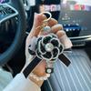 Llavero con colgante de bolso con lazo de camelia creativo, cadena de perlas de moda, llavero de coche coreano, círculo para mujer