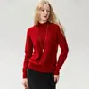 ¡Suave y amigable con la piel! Suéter 100% Cachemir para Mujer Otoño Invierno Cuello Medio Alto Tejido de Punto Puro Cachemir para Mujer Color Sólido Manga Larga Tejido de Punto