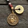 Llavero de Latón Zodiaco Marca de la Suerte Xiangyun Dinero de Cinco Emperadores para Hombre y Mujer Colgante para Bolsa de Llaves de Coche Pequeñas Mercancías