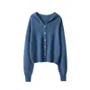 Sudadera de Cachemira para Mujer 100% Cachemira Pura Suéter Cardigan Tejido para Mujer Otoño e Invierno Holgado Combinable Color Sólido Ropa Exterior