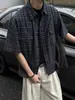Camisa de Manga Corta a Cuadros Nueva de Verano 2026 para Hombre, Marca Japonesa Retro de Moda, Corte Holgado, Camisa Casual Versátil para Pareja