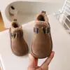 Zapatos de algodón para niñas con forro de felpa, elegantes y sencillos zapatos tipo Birkenstock para niños, nuevo modelo de invierno 2026, cálidos zapatos para exteriores para niños pequeños