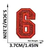 Suministro transfronterizo de parches bordados de letras y números en inglés color rojo brillante con adhesivo termofusible para decoración de ropa y sombreros