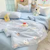Colcha Fresca de Verano, Colcha Individual de Algodón Puro para Aire Acondicionado, Colcha Delgada Lavable a Máquina, Juego de Cuatro Piezas de Colcha de Verano para Dormitorio Estudiantil