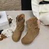 Botas de Tobillo Martin con Hebilla Interna para Aumentar Altura de Gamuza Retro para Mujer 2026 Otoño/Invierno Nuevas Versátiles Puntera Redonda Botas Western Birkenstock