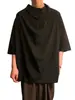 Camiseta con cuello alto apilado, seda helada, manga corta para hombre, jersey irregular, diseño de nicho holgado, mangas tres cuartos, estilo Yamamoto