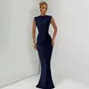 Atuendo Otoñal Estilo Europeo Lujo Ligero Temperamento Vestido de Gala Banquetes Noche Espalda Descubierta Atado Cintura Alta Falda Sirena
