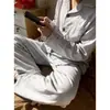 Comércio Exterior Celebridade da Internet Transfronteiriça Transmissão ao Vivo Algodão Nuvem Pijama para Homens Primavera Manga Longa Calça Longa Conjunto de Duas Peças Casual Roupa de Casa (Ouro