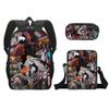 Mochila Escolar de Chainsaw Man de Nueva Cadena Transfronteriza Mochila de Dibujos Animados Set de Tres Piezas Bolsa para Lápices de Poliéster Set de Bolso de Hombro