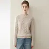 Suéter de cachemira pura para mujer, nuevo estilo otoño e invierno, versátil, simple, jersey de cuello redondo, tejido, suéter cálido