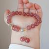 Pulsera Pixiu de cristal de fresa natural, nuevo estilo chino, pulsera con hebilla de seguridad nacional, pulsera de cristal con sentido avanzado, joyería