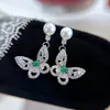 Pendientes de Perla de Agua Dulce Natural Serie Mariposa Hueca Estilo Nacional, Pendientes Ligeros de Lujo para Viaje Diario para Chicas, Venta al por Mayor desde Zhuji
