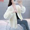 Chaqueta de Mujer de Terciopelo Imitación de Visón Engrosada 2025 Primavera y Otoño Nueva Moda Suelta Regular Cardigan de Punto para Mujer