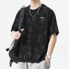 Camiseta de manga corta de seda fría para hombre, nueva camiseta de verano 2025, ropa de verano holgada de secado rápido para hombre.