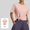 Roupa de Yoga Seda Leite Fosca Camiseta Manga Curta Feminina Verão Solta Dividida Secagem Rápida Fitness Top Esportivo Camisa de Corrida