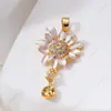 Anel de Pérola, Brincos, Pingente, Conjunto de Três Peças Micro-Incustado, Margarida Vazia Gota de Óleo, Design Fresco, Luxo Acessível DIY e Sensação de Alto Padrão