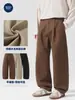 Ropa para Hombre Muqiu Estilo Old Money Diseño de Doble Pinza Retro Moderno Pantalones de Trabajo Lavados para Hombre Ajuste Holgado Algodón Puro Pantalones Casuales