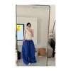 Comercio Transfronterizo Plisados Estilo Americano Color Sólido Cordón Dopamina Verano Secado Rápido Ropa de Trabajo Holgada Cintura Elástica Pantalones Largos Ropa de Trabajo