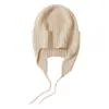 Chapéu 100% Caxemira Pura para Mulheres, Chapéu de Tricô Liso para Afinar o Rosto com Amarração, Chapéu de Aviador, Chapéu Trapper Quente para Proteger as Orelhas, Chapéu para Clima Frio