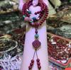 Pulsera Vintage al por Mayor de Arena Dorada Morada Cinnabar de Mina Antigua para Mujer, Joyería Étnica con Cuentas