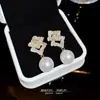 Pendientes de Perla Geométricos con Pasador de Plata 925 Lujo Accesible Moda de Gama Alta Pendientes de Circonita Lujo Accesible Pendientes de Nicho de Moda para Mujer
