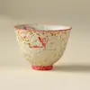 Taza de Té Pequeña de Cerámica Firestone Red Orchid para Uso en Casa, Taza Personal de Gama Alta, Exquisita Taza de Té para Uso Individual