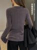 Camiseta Interior de Cuello Redondo de Manga Larga Estilo Coreano para Mujer Tencel Lyocell Color Sólido de Alta Gama Nuevo Estilo Top Versátil
