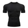 Verão Nova camiseta de secagem rápida Ginásio Masculino Treinamento de corrida ao ar livre elástico respirável esportes apertados manga curta Top
