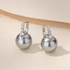 Pendientes de Perla Únicos Estilo Francés Princesa Diana, Nuevos Pendientes de Botón Grises Populares de Gama Alta, Clips para Orejas de Mujer, Colgantes para Orejas