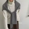 Acessório versátil para roupas de outono e inverno: xale de mistura de lã com capa de nó em forma de T, cachecol aquecedor de pescoço quente e estiloso