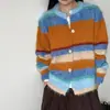 Roupas Femininas Roupas Femininas Coreanas Dongdaemun Alta Qualidade Outono Nova Chegada Bloqueio de Cores Dopamina Listras Cardigan de Malha Escovada Doce