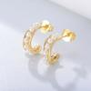 S925 Sterling Silver Geométrica C- em forma de Brincos de Pérola Oca High-end Europeu e Americano ins Retro Elegante Ear Stud Ear Jóias Mulheres